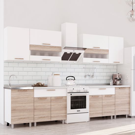 Айсбери 2,4м Кухня (bts) белый/сонома, СП лдсп