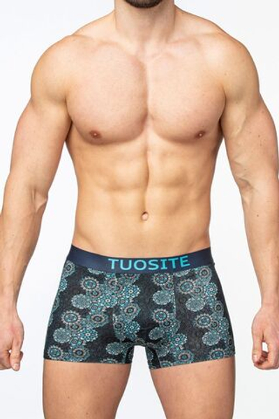 Мужские трусы-боксеры с узором в виде мандалы (Размер: L) (Цвет: серый с жёлтым)