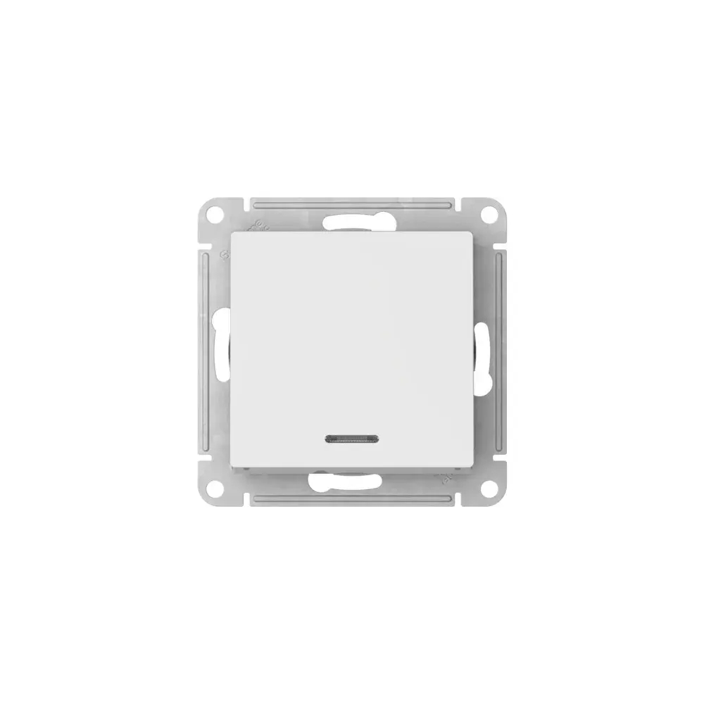ATLASDESIGN 1-клавишный ВЫКЛЮЧАТЕЛЬ с подсветкой, сх.1а, 10АХ, мех., быстрозажим. клем., БЕЛЫЙ