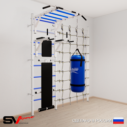Шведская стенка Sv Sport усиленная 62410 (Турник рукоход/Брусья/Скамья/Цепь/Мешок 15кг/Канатный лаз)