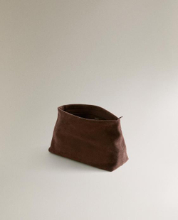 ZARA HOME КОСМЕТИЧКА СРЕДНЕГО РАЗМЕРА ИЗ РАЗДЕЛЕННОЙ КОЖИ, ШОКОЛАДНЫЙ