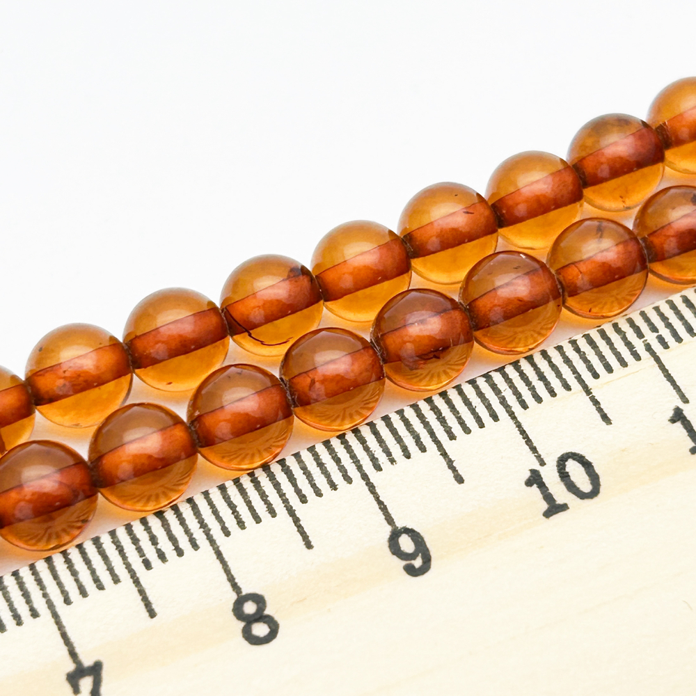 Янтарь бусины, гладкий шар 6,5 мм, цена за 15 шт (1/4 нити)
