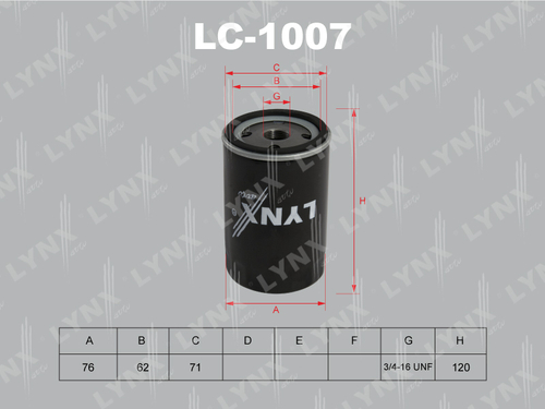 W719/30    LYNX      LC-1007 Фильтр масляный