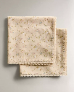 ZARA HOME ХЛОПКОВАЯ САЛФЕТКА С ЦВЕТОЧНЫМ ПРИНТОМ (НАБОР ИЗ 2 ШТ.), ЖЕЛТО-ОРАНЖЕВЫЙ