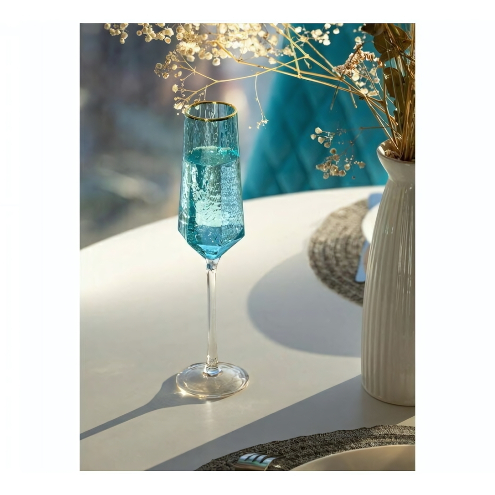 Бокал для шампанского 180мл «ICE CRYSTAL» в наборе 2шт, голубой
