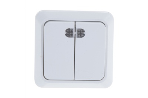 Выключатель 2кл с подсв бел Олимп ОП 10А 220В (О0123) (3/10/200)