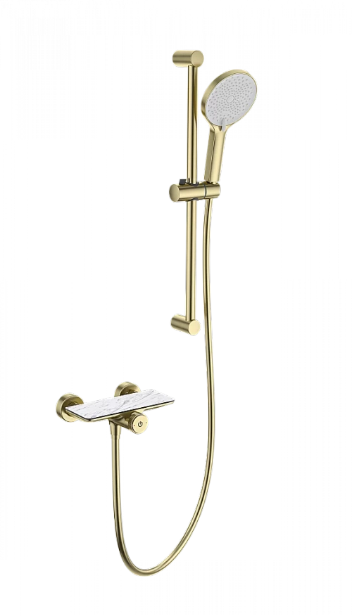 Смеситель для душа с гарнитуром WONZON & WOGHAND ClickPlate WW-B2052-A-BG золото брашированное