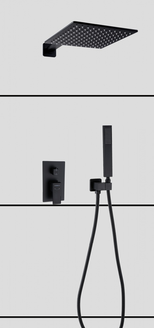 36095-C Смеситель встраиваемый для душа с 2-функ. (ЧЕРНЫЙ) HansenPRO (5/1шт)