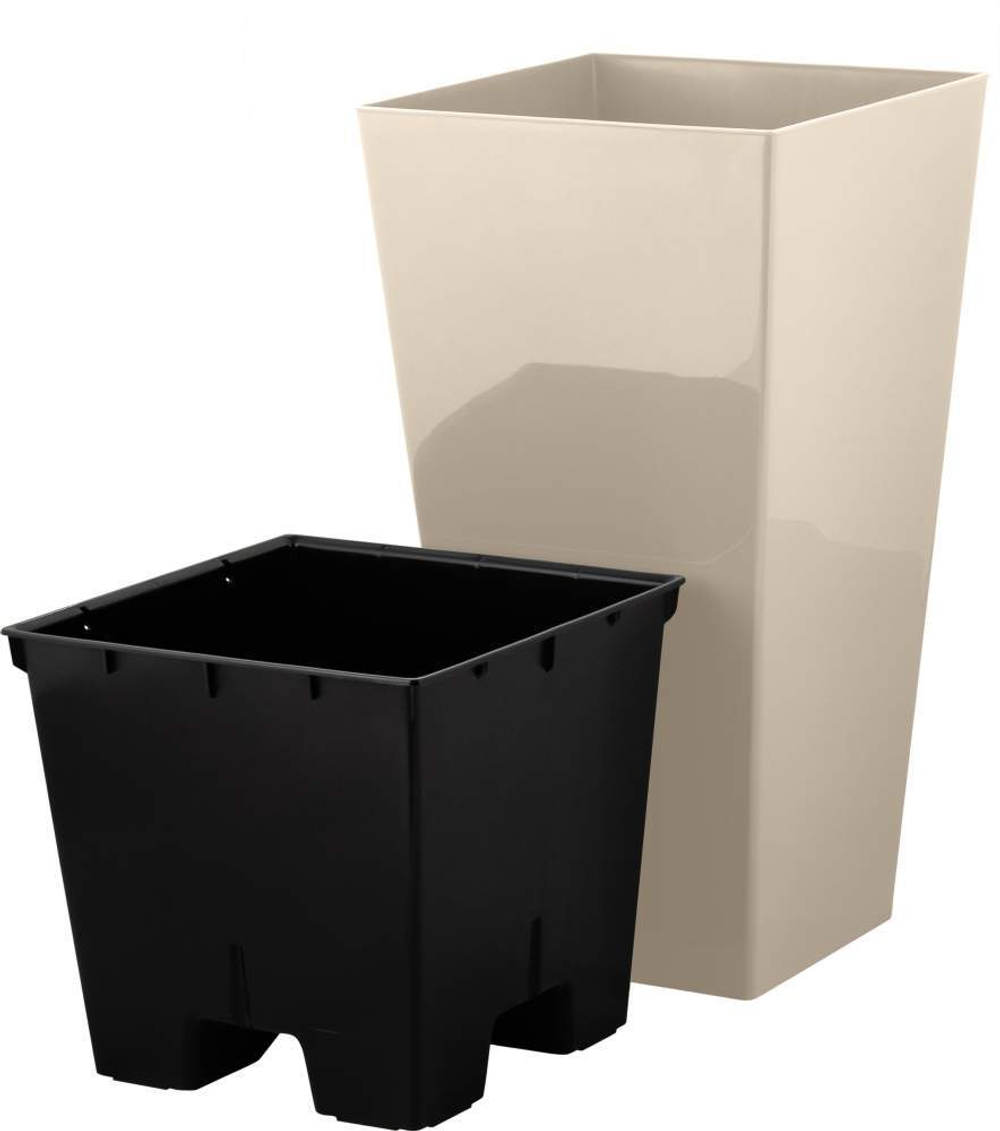 Горшок цветочный London Cube 19,4л 250*250*470мм c дренажной вставкой, калифорнийский миндаль