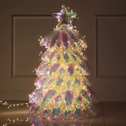 Шар 3D (39''/99 см) Фигура, Новогодняя елочка, Прозрачный, Хамелеон, 1 шт. в уп.