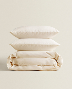 ZARA HOME (300 НИТЕЙ) ПОДОДЕЯЛЬНИК ИЗ ХЛОПКА ПЕРКАЛЬ, ЭКРЮ