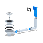 Перелив для мойки Ани Пласт жесткий 3 1/2" с прямоугольным вертикальным корпусом (N305)