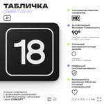 Таблички с номером офиса "Офис №18" на дверь, 30 х 10 см серия COSMO 3010, черная, Айдентика Технолоджи