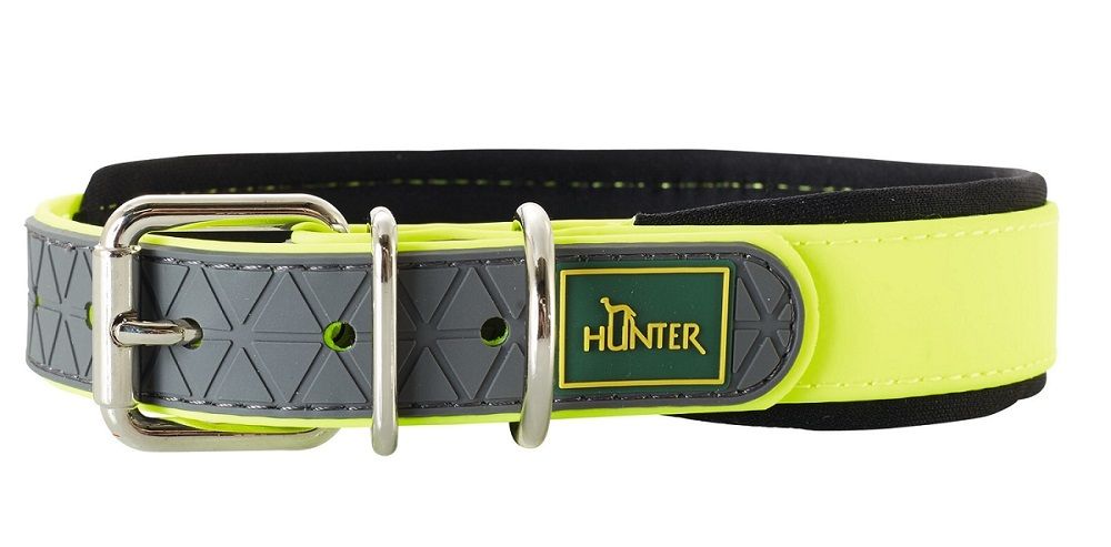 Hunter ошейник для собак Convenience Comfort 55 (42-50 см)/2,5 см биотановый мягкая горловина желтый неон