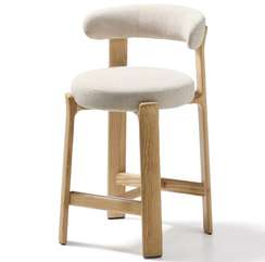 Полубарный стул Granite 65 см, бежевый шенилл, массив ясеня в натуральном цвете