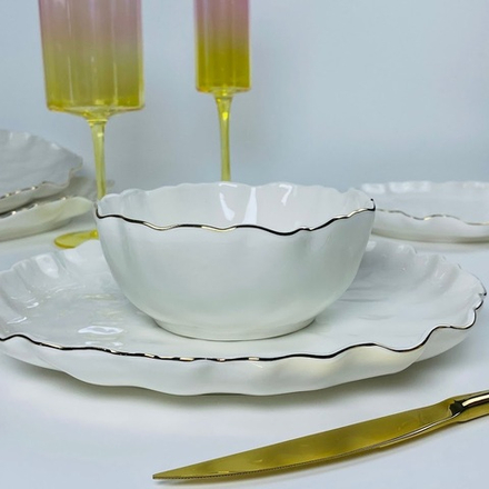 Lenardi 305-278 Набор из 6 салатников 15х6см ВАНЕССА ЗОЛОТО в под.уп.(х8)Фарфор