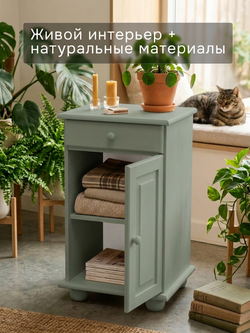 Тумба, 48х39х81, Лена, однодверная, из массива дерева, с ящиком, буфет для кухни, эвкалипт, Dipriz