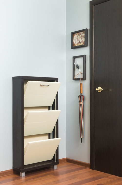 Обувница в прихожую компактная для обуви Люкс 3 капучино стекло венге