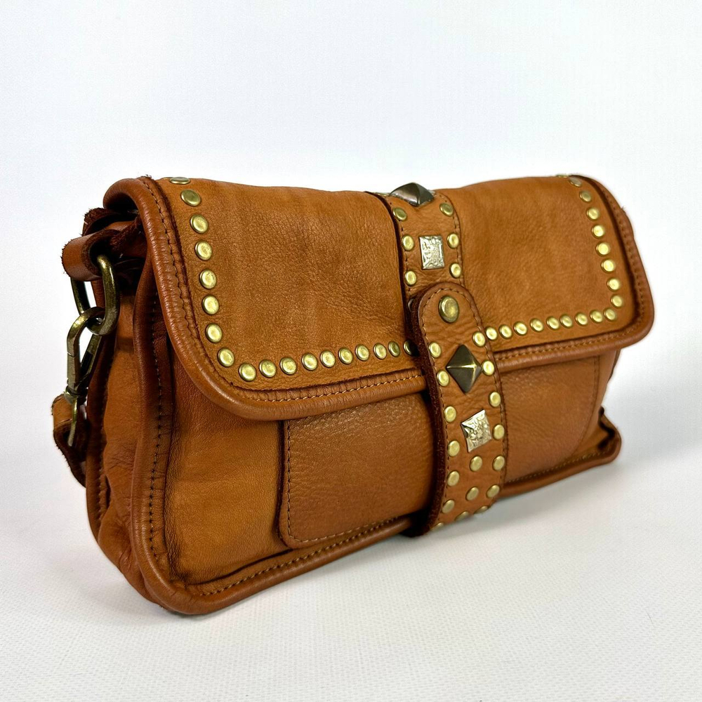 Женская сумка-клатч из натуральной кожи цвета whisky