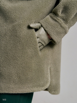 Шуба из шерсти тедди, SilverFox (арт. S2201-101)