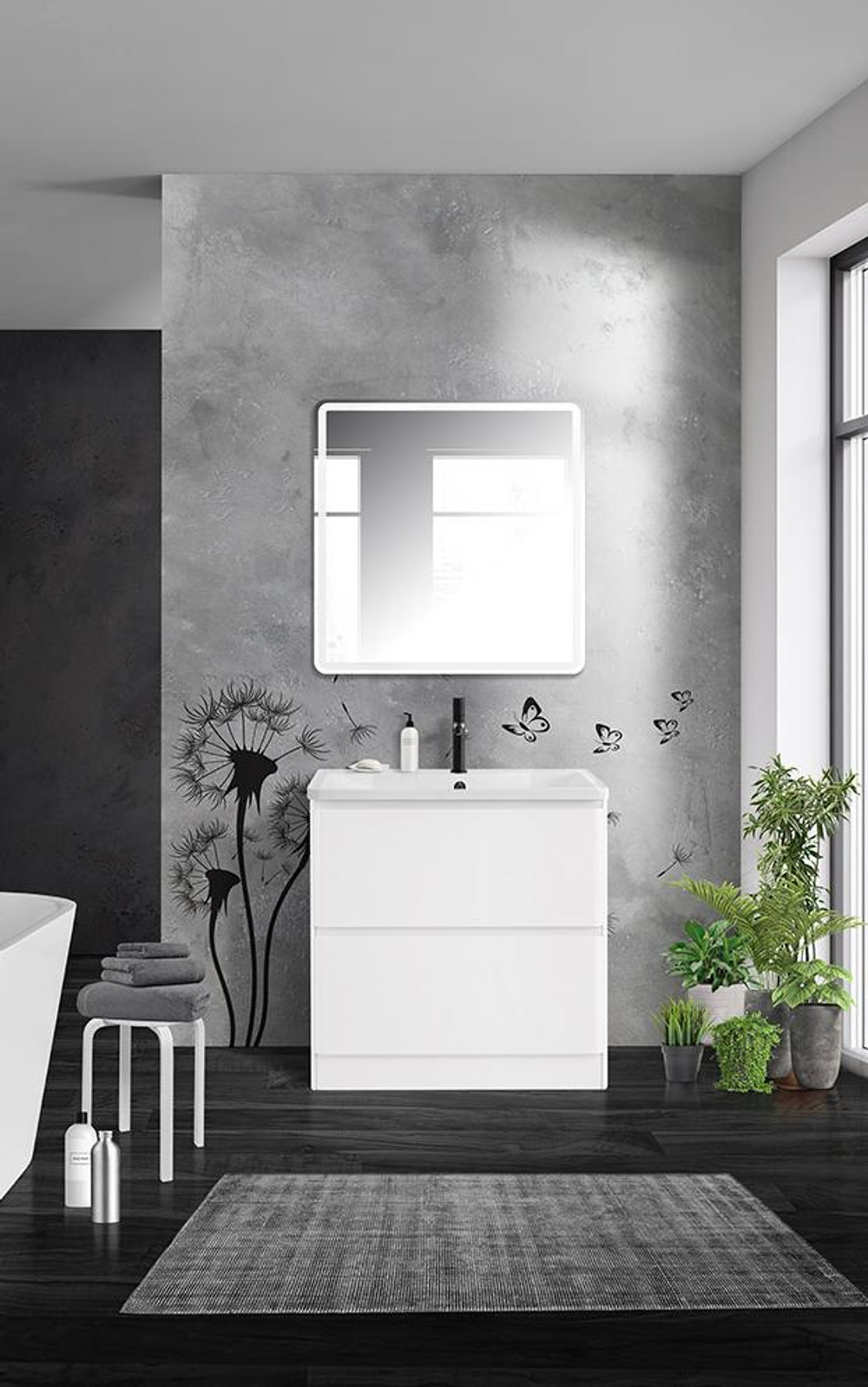 Тумба напольная с раковиной BelBagno ALBANO-900-2C-PIA-BL