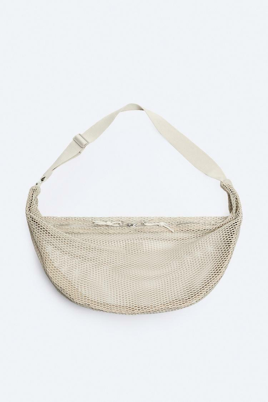 ZARA СЕТЧАЯ СУМКА ЧЕРЕЗ ПЛЕЧО XL, ЭКРЮ