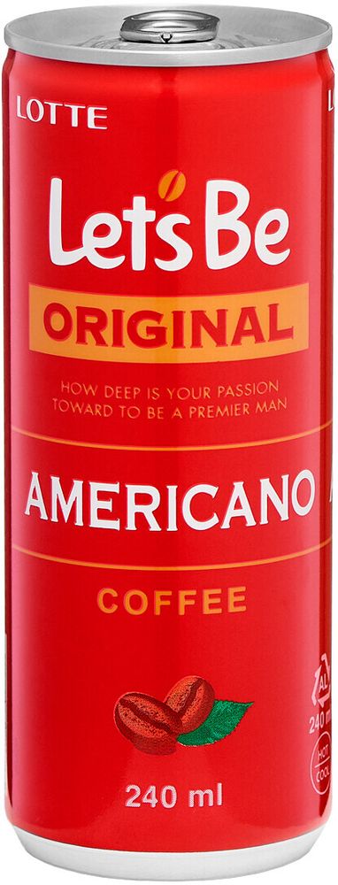 Кофейный напиток Лотте Летс Би Американо / Lotte Let&#39;s Be Americano 0.24 - банка