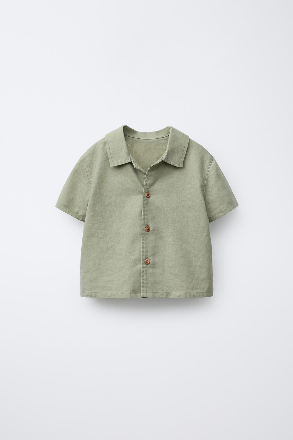 ZARA РУБАШКА ИЗО ЛЬНА И ХЛОПКА, ХАКИ