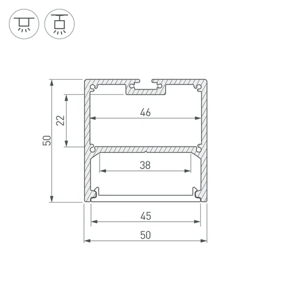 Профиль SL-LINE-5050-2000 ANOD (Arlight, Алюминий) 019304