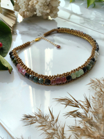 Стойка/чокер ручной работы из бисера и камня Турмалин