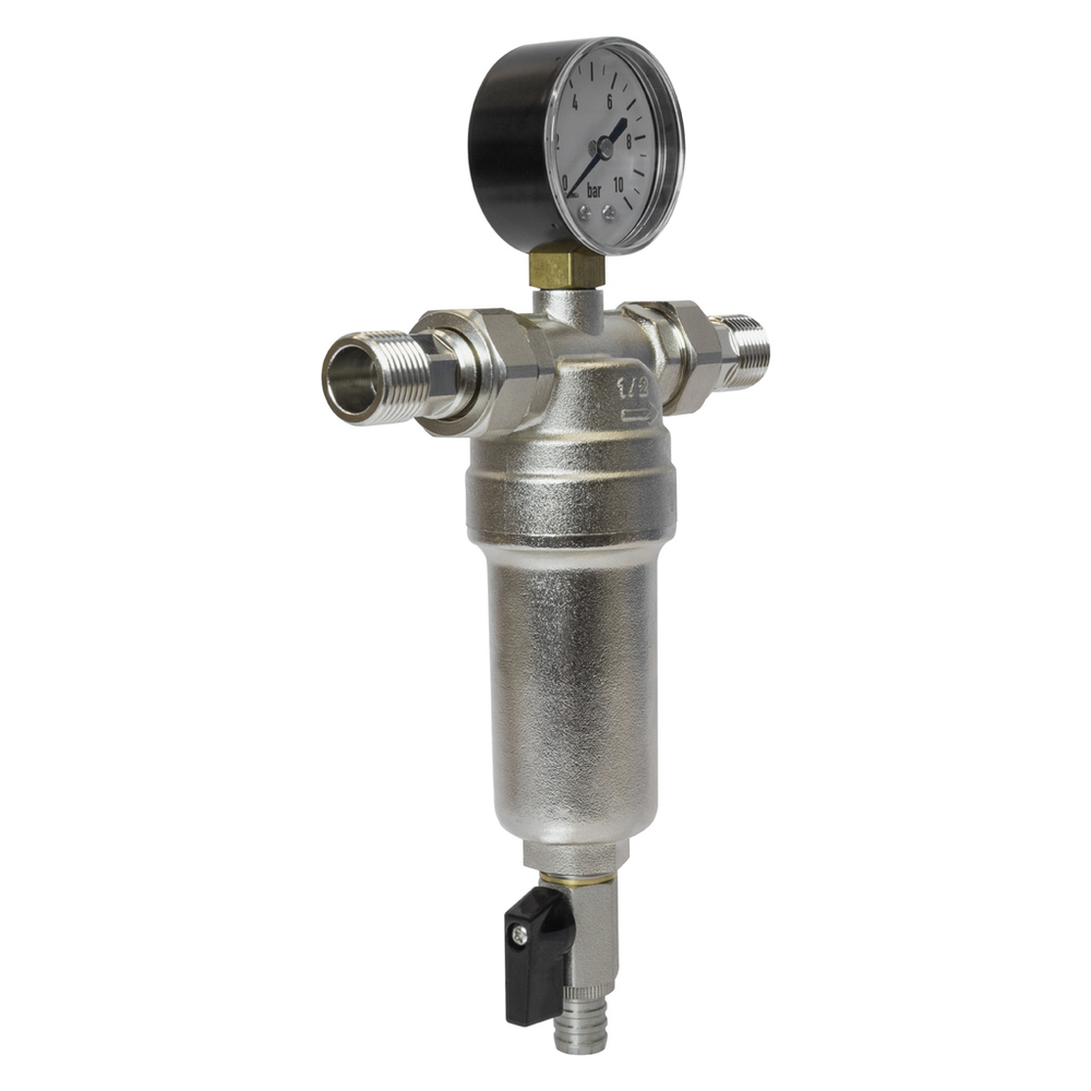 Фильтр самоочищающийся 1/2'' нар/нар с манометром VRT