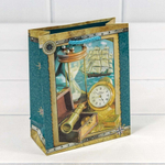 Пакет бумажный 12*15*5,5см с ручками глянцевый "Мужской" микс