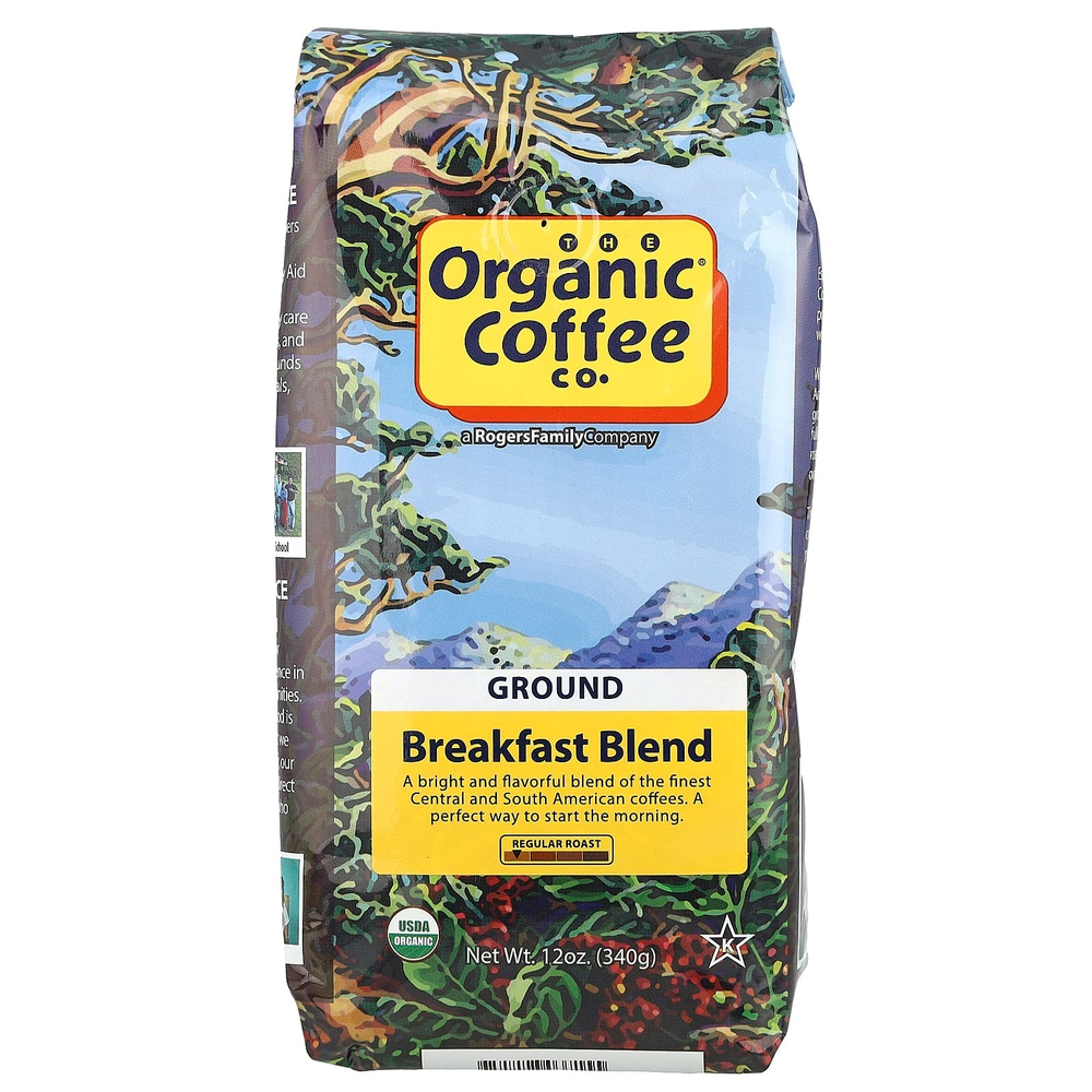 Organic Coffee Co., Breakfast Blend, кофе, молотый, средняя обжарка, 340 г (12 унций)