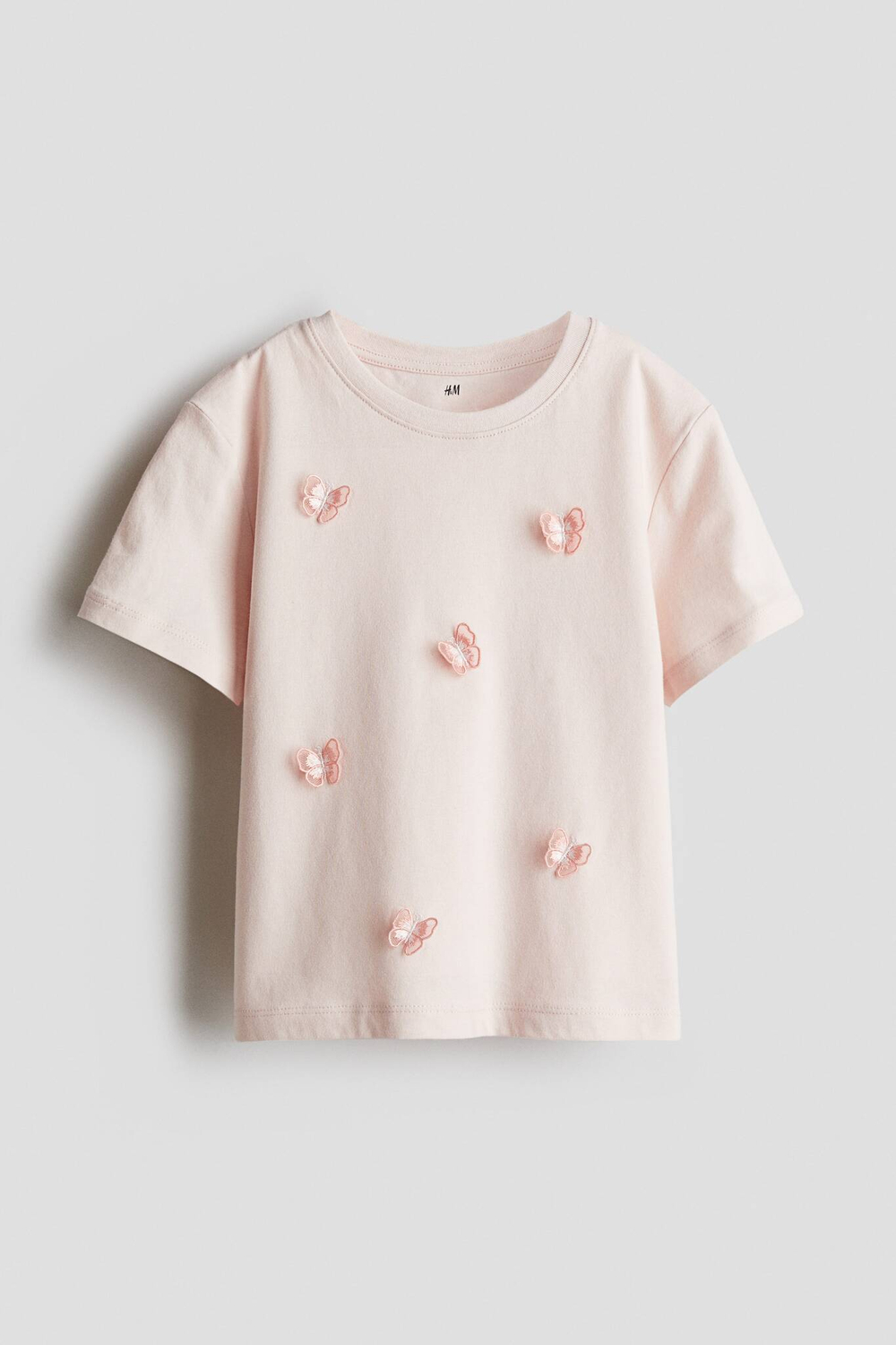 H&M Футболка с контрастными деталями, светло-розовый