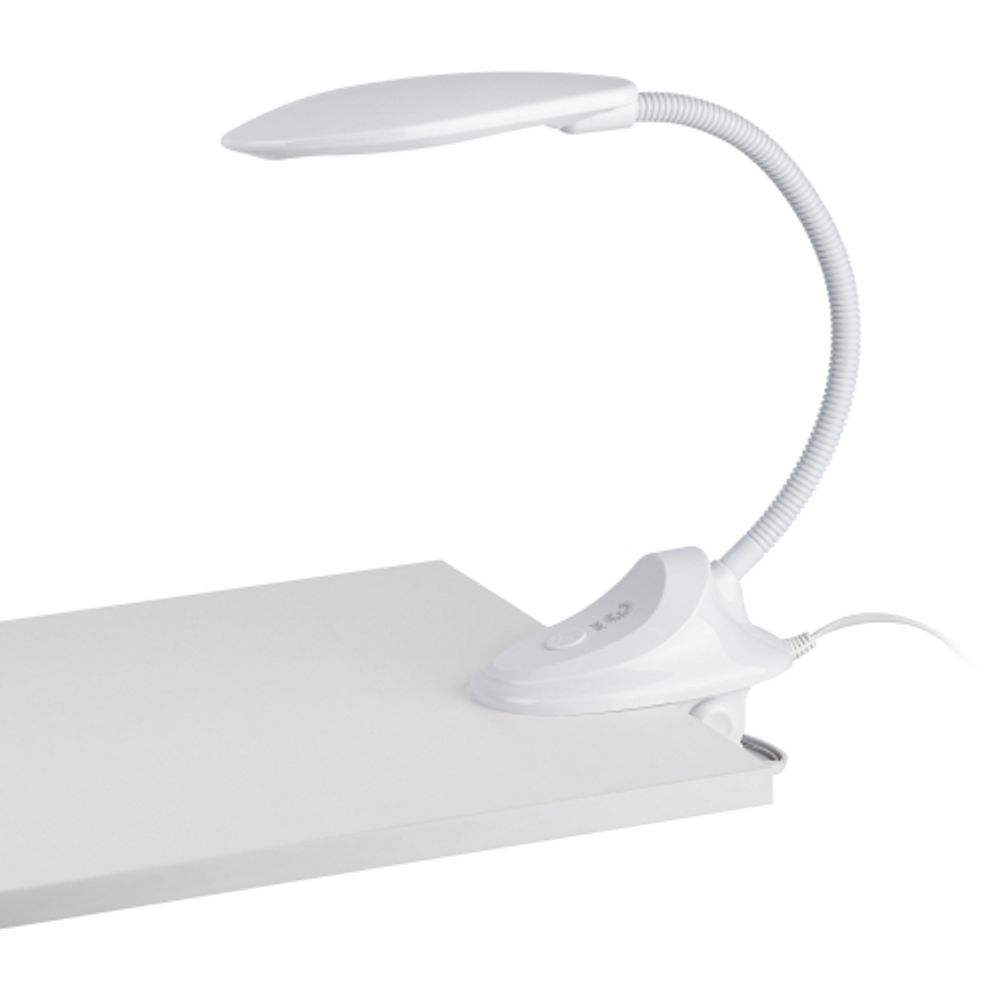 Настольный светильник ЭРА NLED-478-8W-W светодиодный на прищепке белый | Светодиодные настольные лампы
