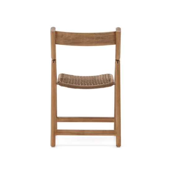 Складной стул Dandara из массива акации со стальной конструкцией и бежевым шнуром