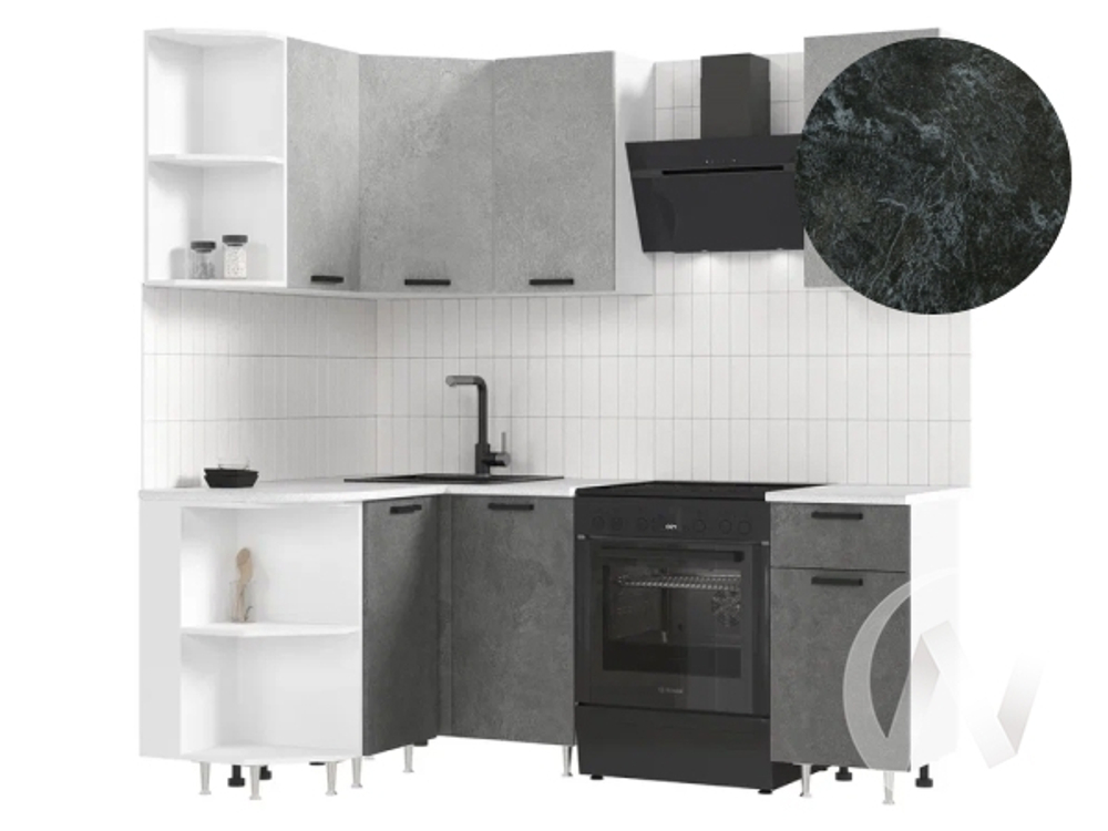 Кухня Рио NEW ЛДСП 2;0х1;3м (белый/бетон светлый; бетон темный/кастилло темный)