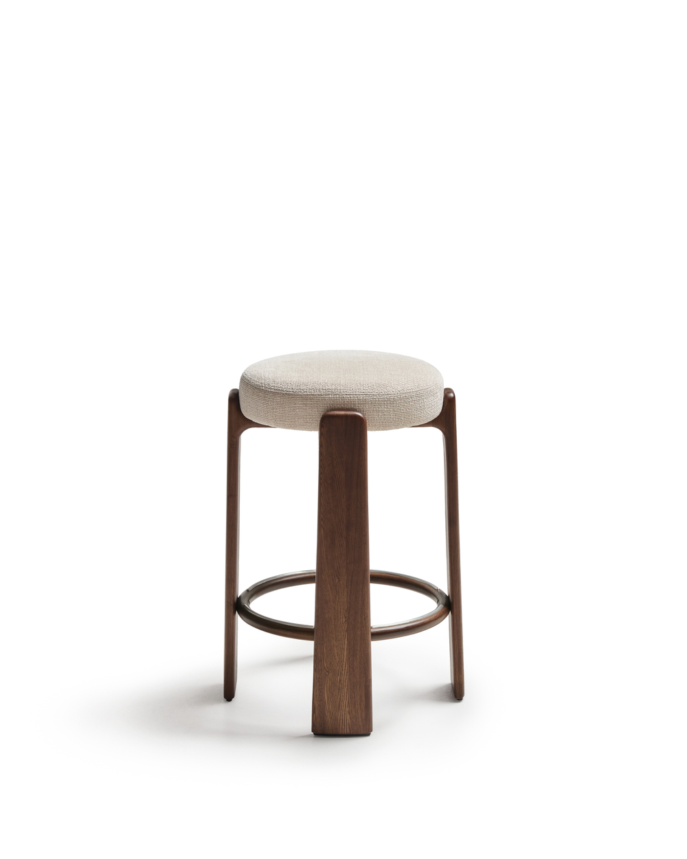 Granite Барный табурет из бежевого шенилла и массива ясеня в отделке орех 75 см