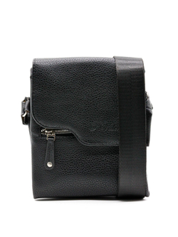 Фото мужская небольшая наплечная чёрная сумка-планшет из искусственной кожи Paulo Valenti TK-X81