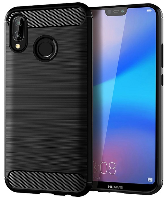 Чехол черного цвета для Huawei P20 Lite, серии Carbon от Caseport