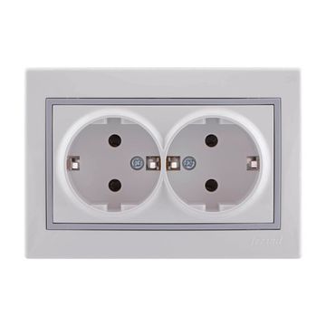 Розетка LEZARD MIRA 2-местная с/п з/к бел. 16А 250В