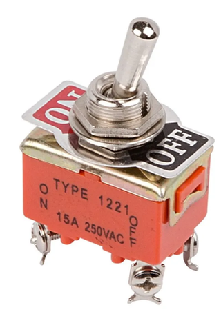 Клавиша-тумблер металлический 1пол  4конт 15А двухполюсный REXANT KN-201/364130