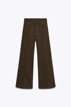 ZARA ДЖИНСЫ WIDE LEG С ВЫСОКОЙ ПОСАДКОЙ — ZW COLLECTION, ШОКОЛАДНЫЙ