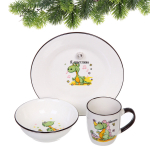 Набор посуды керамической «Милый дракончик» (тарелка 20см+салатник 13см+кружка 210мл)
