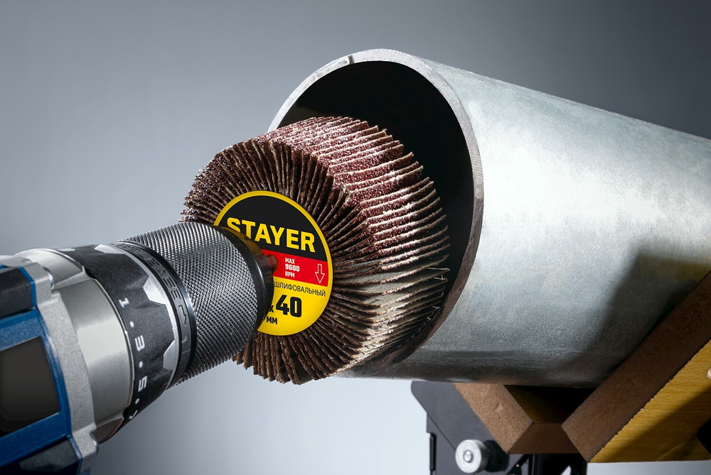 STAYER d 80 x 40 мм, P80, на шпильке d 6 мм, круг шлифовальный лепестковый (36609-080)