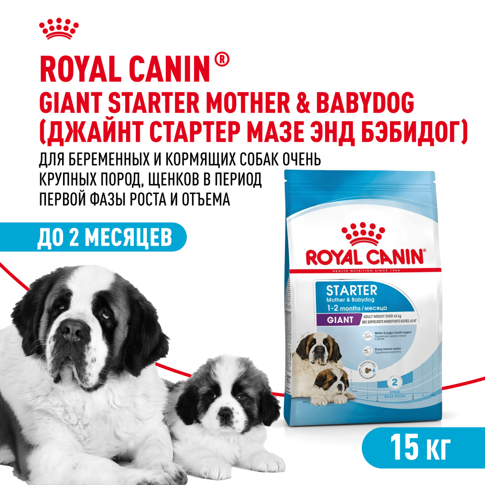 Royal Canin Giant Starter Mother & Babydog Джайнт Стартер Мазе энд Бебидог Корм для щенков гигантских пород в период первой фазы и отъема 15кг