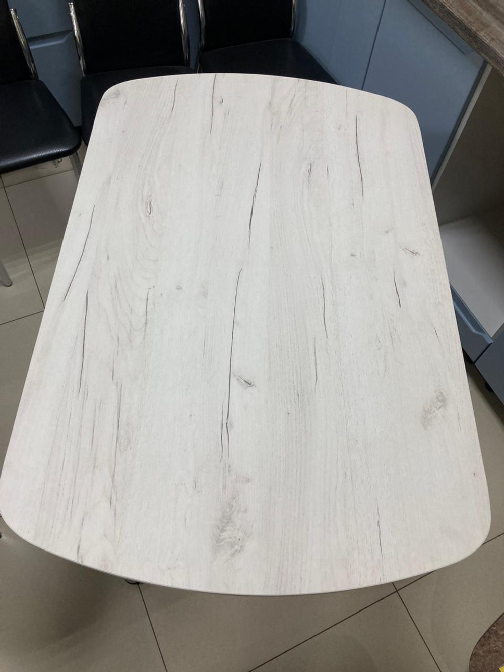 Стол неразд ЛДСП подстолье прямое хром Царг.пояс дуб крафт белый Ст-ца дуб крафт белый