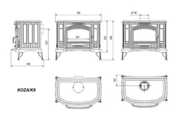 Чугунная печь-камин Kratki Koza/K9