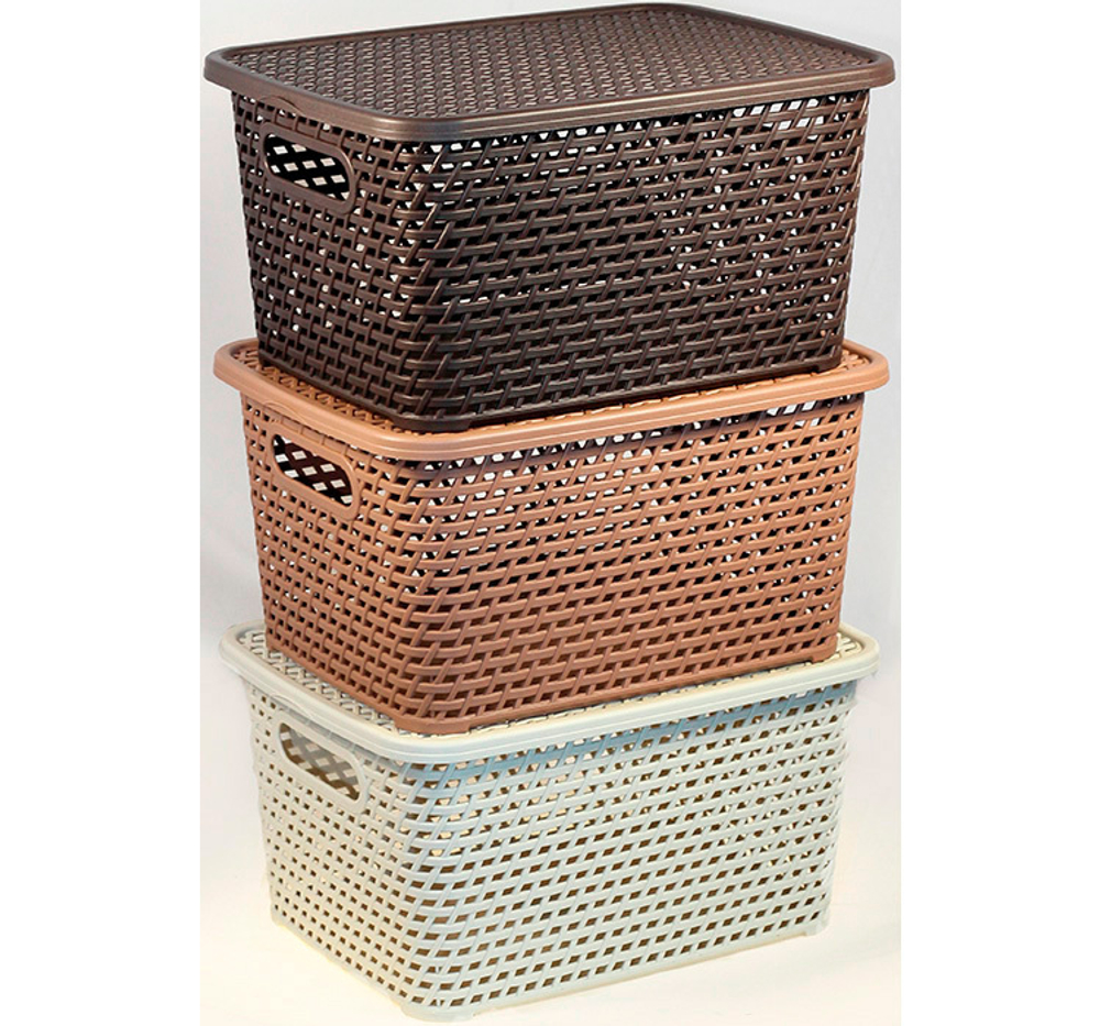 Ящик РОТАНГ с крышкой 13л. 370*280*190мм М2375