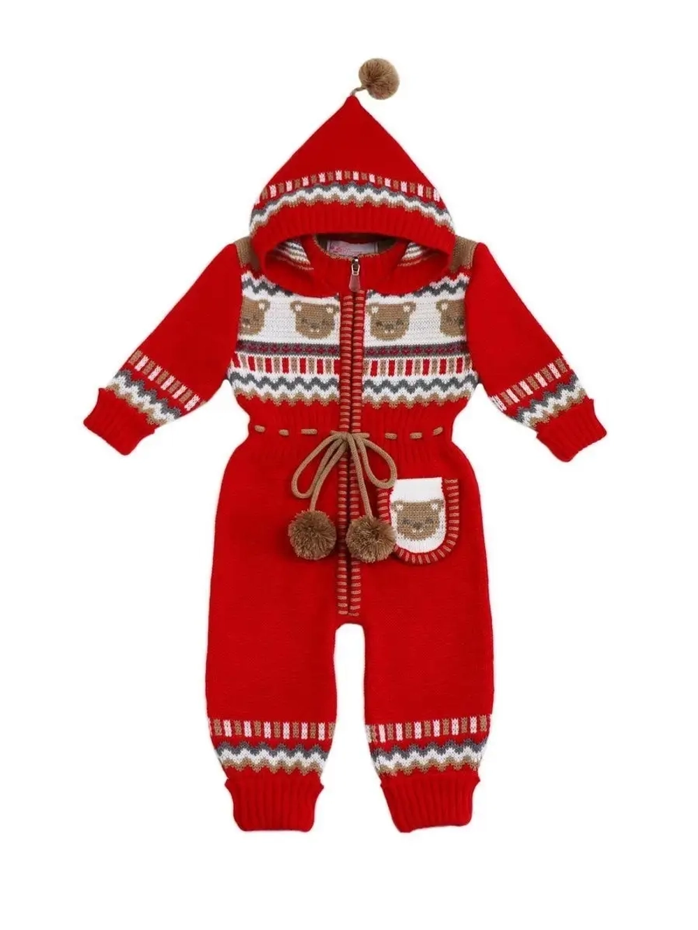 Вязаный комбинезон для новорожденных и малышей на молнии